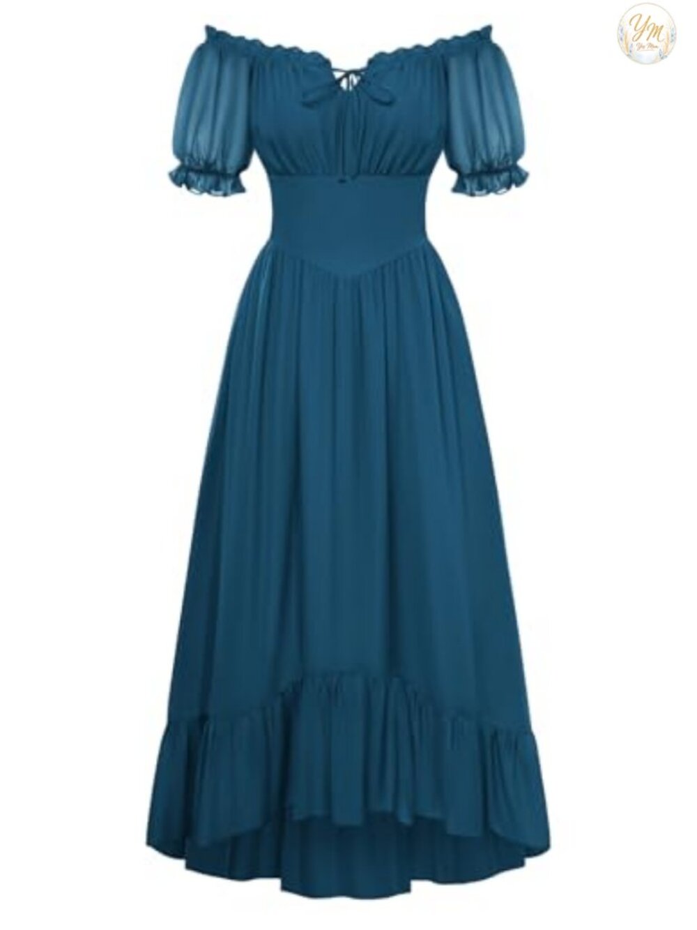 Renaissance Off Shoulder Chiffon Maxi Dress Fairy Milkmaid High Low